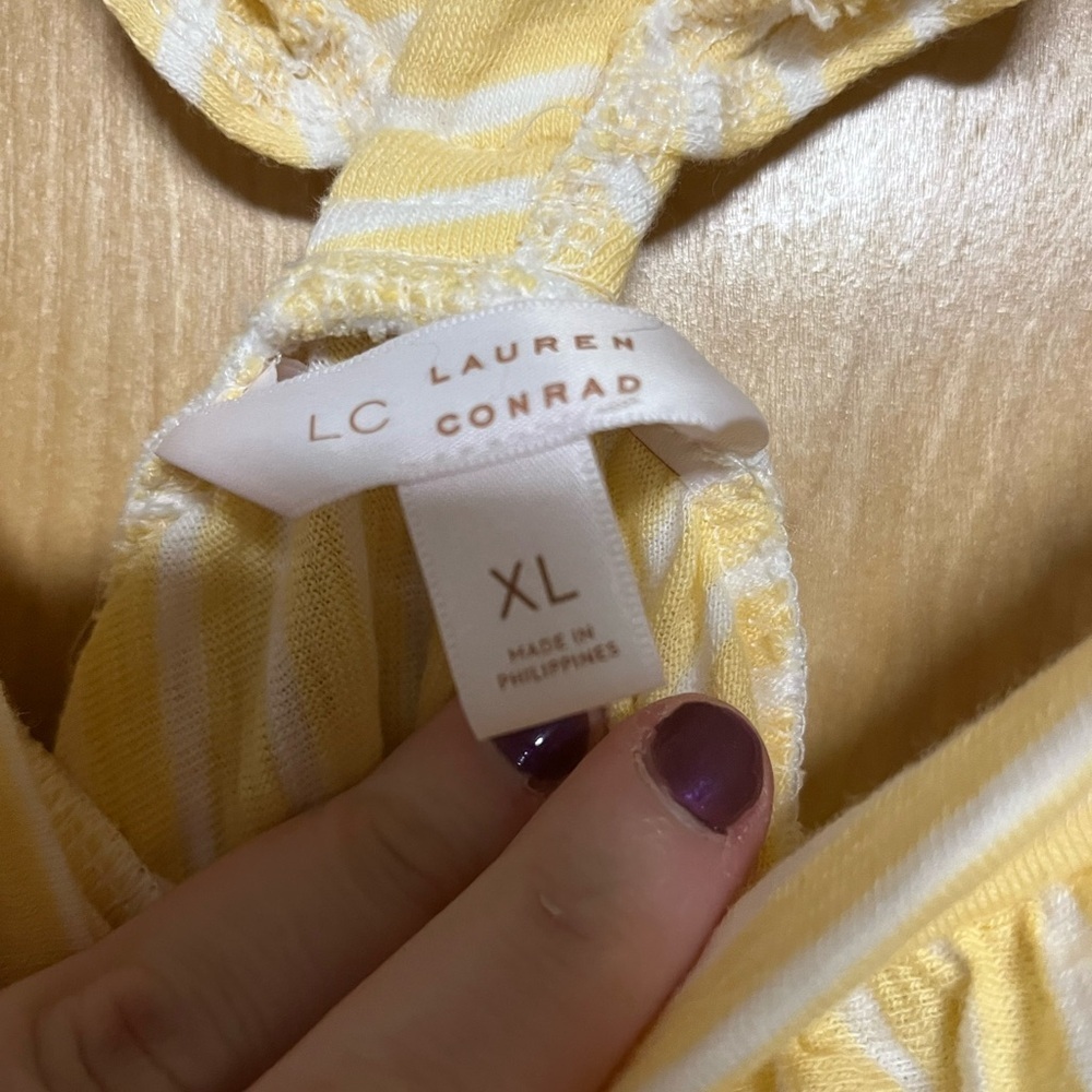 LC Lauren Conrad Yellow and White Striped Top - Picture 3 of 3
